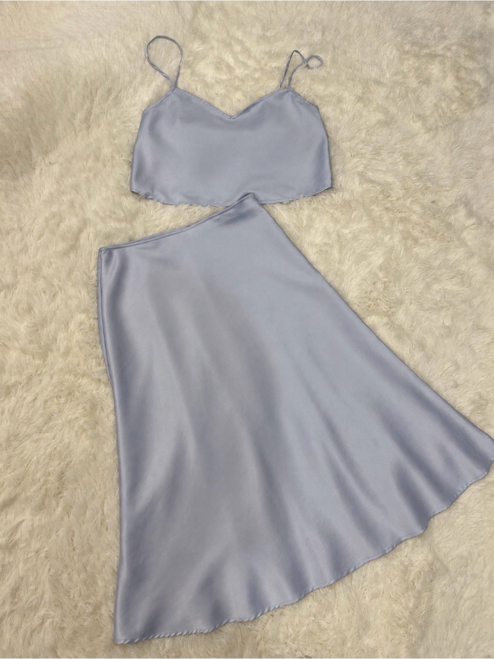 Satin A-Line Midi Skirt in Light Lavender